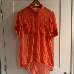 Cato Women's Casual Orange Button Down Shirt